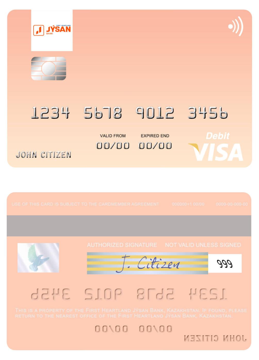 Kazakhstan First Heartland Jýsan Bank  visa debit card